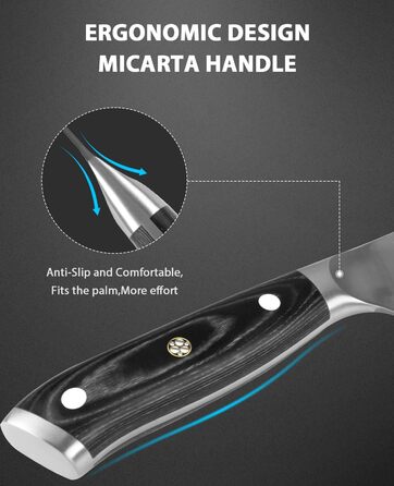 Ніж кухарський MOSFiATA Santoku, професійний ніж для кухні, універсальний ніж з нержавіючої сталі, дуже гостре лезо, з подарунковою коробкою 7