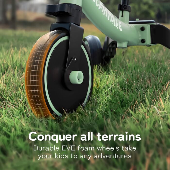 Бесрей 5-в-1 Дитячий Біговел, Триколісний Велосипед для Малюків 1-4 Років (Трав'янисто-зелений)