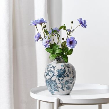 Керамічна ваза для квітів ручної роботи, 15.2 см, у стилі Бохо, декор для дому, теракота, для вітальні, столу, полиці, каміну, в сільському стилі, сіра (блакитно-біла)