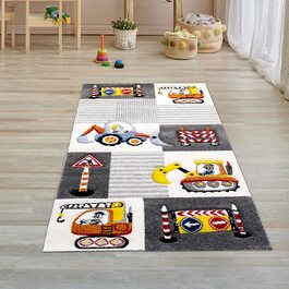 Килим-мрія, килим для дитячої кімнати, килимок для ігор, намет для індіанців з ведмедями, кактус, каное, ялинки, розмір (80x150 см, сірий кремово-жовтий)