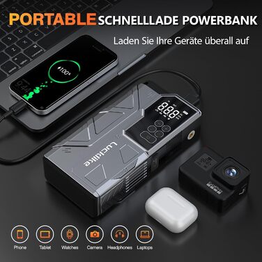 Powerbank з компресором Lucklike 150PSI, 5000A для авто, мото, газонокосарки (10.0л/8.0л Diesel)