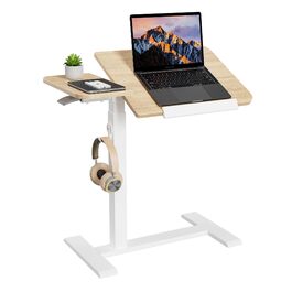 Регульований столик для ноутбука ETHU: мобільний, багатофункціональний, з нахиленою поверхнею, на колесах, для офісу та дому (дуб, коричневий)