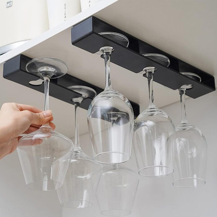 Тримач для келихів DESONAUT під полицю шафи, пластиковий, для сушки, 4 шт. (Чорний)