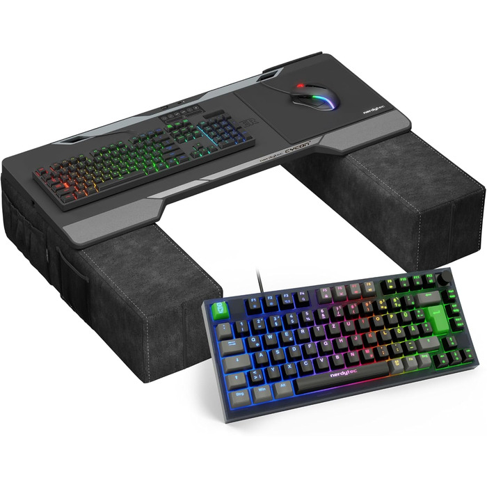 Couchmaster CYCON³: ергономічний стіл для ноутбука для дивану, софи та ліжка з USB хабом (Black Horizonlight Bar та Cykey Bundle)