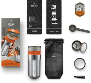 WACACO Pipamoka - портативна кавомашина для подорожей, ручна, з нержавіючої сталі, 300 мл