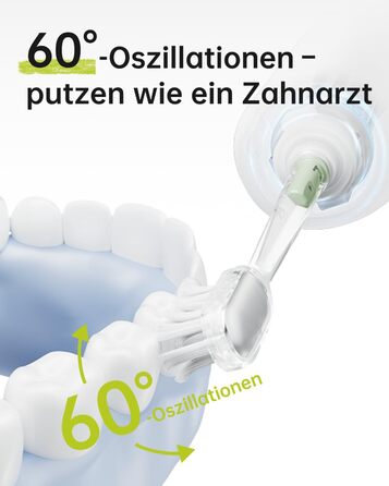 Laifen Wave Spezial: Електрична звукова зубна щітка з вібрацією та осциляцією, для дорослих, з додатком, 2 насадки (зелена)