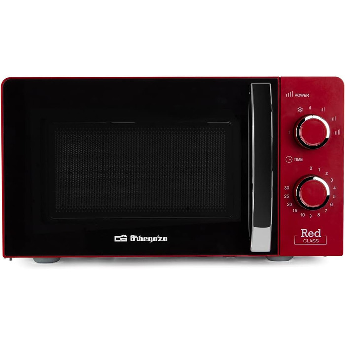 Мікрохвильова піч Orbegozo MI 2121, 20 літрів, 700 Вт, червона - 6 рівнів потужності, таймер, розморожування