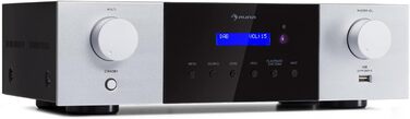 Стерео підсилювач Auna AMP-4000 DAB Hi-Fi, DAB, USB, LED-дисплей, пульт дистанційного керування, чорно-білий