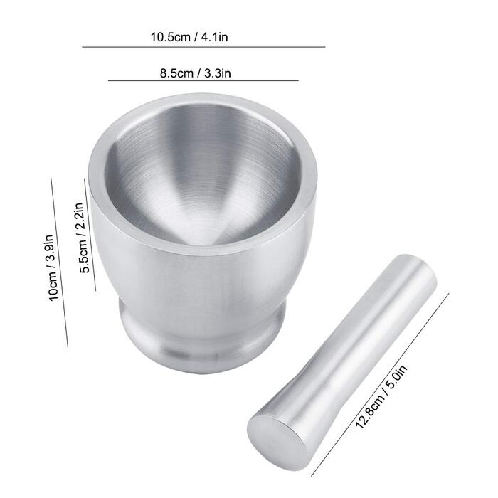 Набір ступки та пестика, нержавіюча сталь: для спецій, трав, горіхів та приготування їжі. Кухонний інструмент
