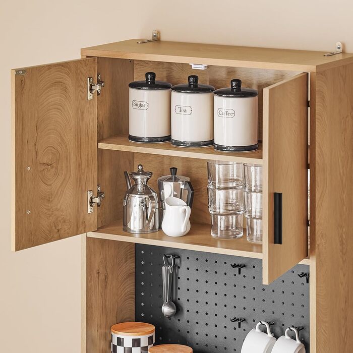 Кухонна шафа SoBuy з мікрохвильовою нішею (Ø6 см) та жалюзі-дверцятами, буфет, багатофункціональна шафа, меблі для кухні та вітальні, дуб-чорний, 107×40×85 см, FSB103-N