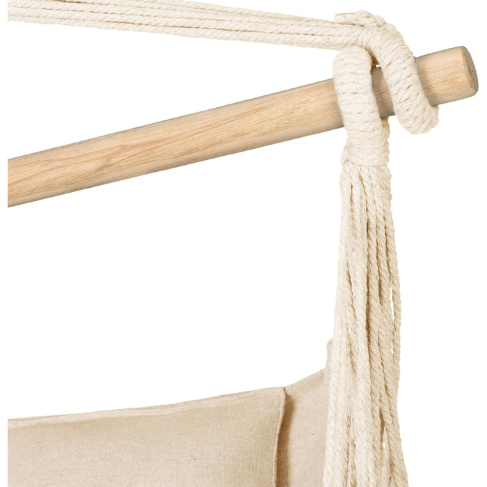 Гамак-крісло з подушкою 100x130x75 см, до 150 кг, для саду та дому, бохо-стиль, для дорослих (Бежевий)