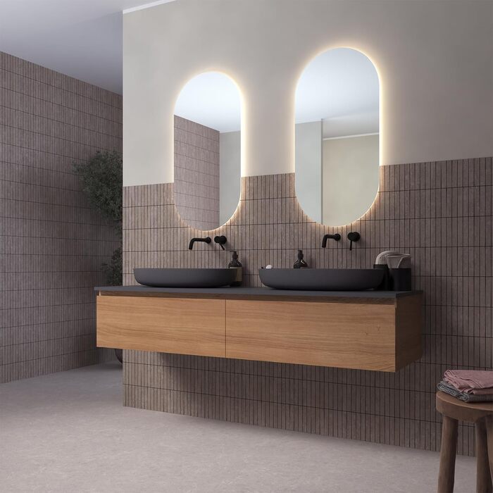 Дзеркало Loevschall Blokhus LED з підсвічуванням | Овальне, 80x50 см | Регульоване настінне дзеркало для ванної кімнати