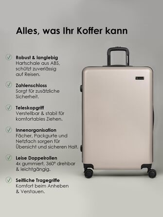 Набір валіз Smartbox Hartschalen 3-в-1 для жінок та чоловіків | Легкі та міцні валізи з ABS-пластику | 4 колеса та кодовий замок | Серія 05, колір Greige