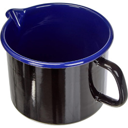 Каструля з дзьобом чорно-синя 16, CLASSIC - HOTEL PROFI BLACK/BLUE, діаметр 16 см, висота 13,0 см, об'єм 2,0 л, емаль, глечик, каструля для молока з носиком, індукційна, 0054-025