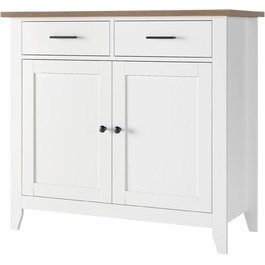 Кухонна шафа HOCSOK з робочою поверхнею, комод з 2 шухлядами та 2 дверцятами, буфет для кухні, вітальні, їдальні, передпокою, дерево, стиль кантрі, білий