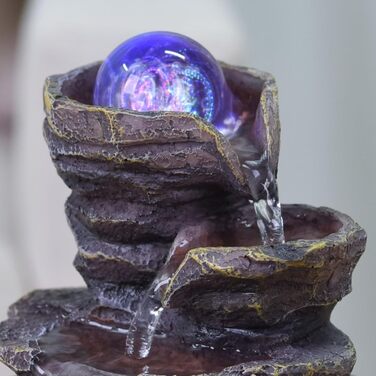 Фонтан для дому Zen'Light Zimmerbrunnen: розслаблення та медитація з LED-підсвіткою. Ідеально для вітальні, спальні, офісу. Компактний фонтан з закритим циклом, висота 18 см (Guru).