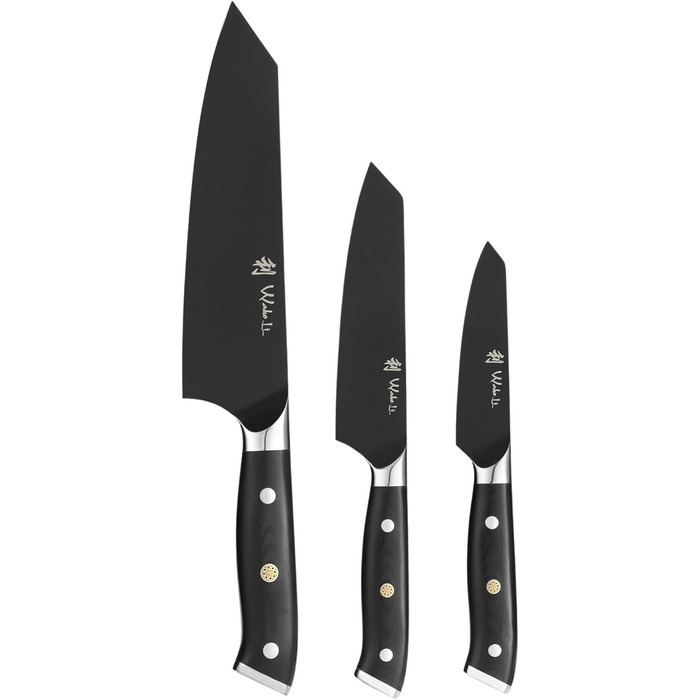 Набір кухонних ножів Wakoli Titanium Noir (5 предметів) з бруском - професійний набір кухонних ножів з титановим покриттям, нержавіюча сталь, чорне покриття, магнітний брусок