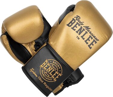 Боксерські рукавички Benlee зі шкіри Typhoon (10 унцій л, золоті / чорні)