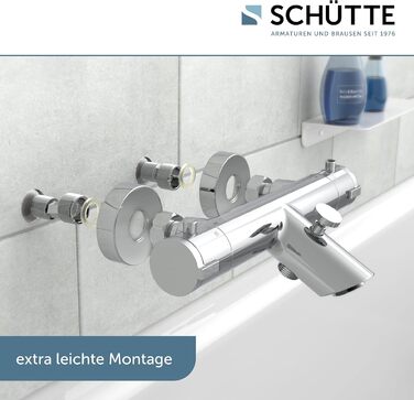 Змішувач для ванни Schütte London з термостатом, захист від ошпарювання 38°C, хром