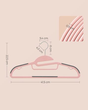 Плечики для одягу SONGMICS, 50 шт., пластикові, обертовий гачок, рожево-темно-сірий, 41.5 см