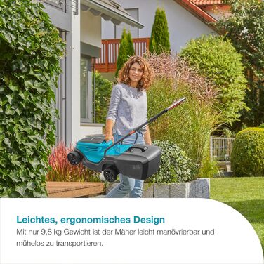 Акумуляторний газонокосарка Gardena EasyMax 30/18V Ready-to-Use Set, ширина косіння 30 см, Power for All-акумулятор, компактна та маневрена, для малих садів