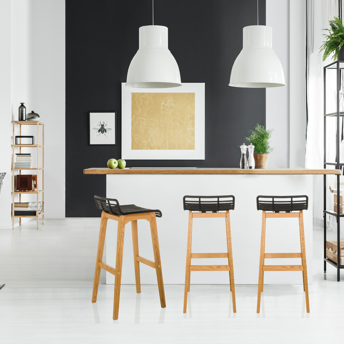 Барний стілець LONSO W з дуба та чорного пластику hjh OFFICE