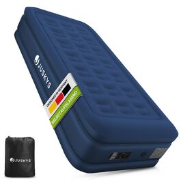 Надувний матрац Juskys Sapri M блакитного кольору - 1 особа, самонадувний, для гостей та кемпінгу, з вбудованим насосом