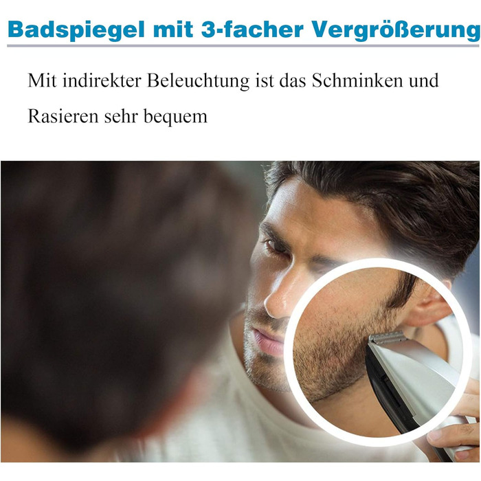 Дзеркало для ванної кімнати AQUABATOS LED 50x70 см з підсвічуванням, сенсорним вимикачем, регулюванням температури світла (6400K), IP44, CE, енергозберігаюче. Серія Essens