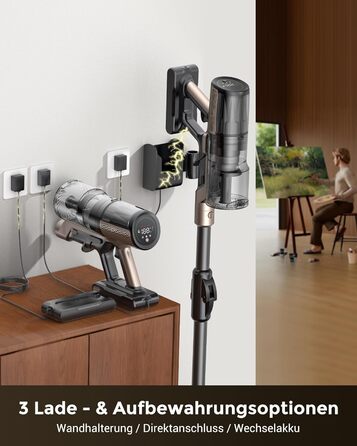 Proscenic P20: Акумуляторний пилосос 2-в-1 з функцією вологого прибирання, 70 кПа, 70 хв, 680 Вт, чорний. Для килимів та шерсті тварин