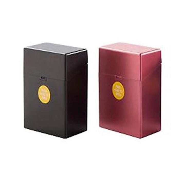 Сигаретна коробка XXL на 30 сигарет корпус пластик металевих кольорів з кнопкою дуже міцний дизайн (2 коробки чорного і червоного металік по 30 сигарет кожна)
