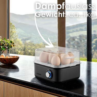 Електричний яйцеварка на 1-8 яєць з підігрівом, з нержавіючої сталі, 500 Вт, 3 ступені нагріву, без BPA, придатний для миття в посудомийній машині, LED-перемикач, міцний та довговічний