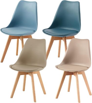 Елегантний стілець для обідньої зони EGGREE: скандинавський дизайн, міцна конструкція з бука, зручний м'який сидіння, набір 4 шт.