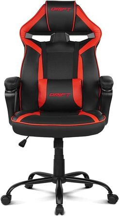 Крісло DRIFT GAMING DR50 -DR50B - професійне, регульоване по висоті, крісло-гойдалка, м'які підлокітники, штучна шкіра, 67 х 122-131 х 67 см (Червоний, геймерське крісло)