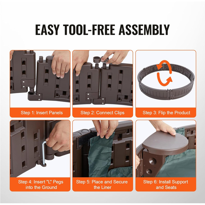 Дерев'яний пісочниця VEVOR з кришкою, восьмигранна пісочниця з 4 місцями для сидіння та підстилкою, пісочниця для дітей у сад, подарунок для хлопчиків та дівчаток віком 3-12 років (пластик, кругла)