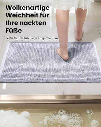 Набір килимків для ванної кімнати 2 шт. Boho стиль, сірий колір, 51x120 см + 46x77 см, нековзкі, для ванної та пральні