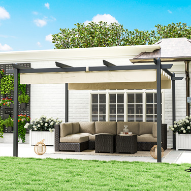 Регульована садовая пергола, павільйон з алюмінієвим каркасом, зовнішній навіс для саду, балкону, тераси, бежевого кольору