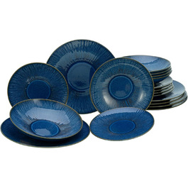 Набір посуду, 18 предметів (набір тарілок, синій), 10688, серія Sea Breeze Green
