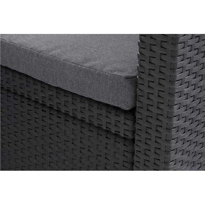 Набір меблів для балкона Allibert Victoria, графіт/cool grey, 3 шт., з подушками для сидіння та спинки, пластик, імітація ротангу, графіт/сірий