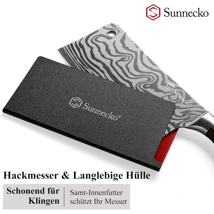 Ніж кухарський Sunnecko 20см з нержавіючої сталі, професійний, з ручкою Pakkaholz, універсальний, з подарунковою коробкою