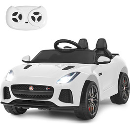 Дитячий електромобіль Jaguar Costway, 12V, з пультом, музикою, фарами, білий, для дітей від 3 років