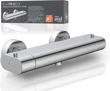 Дзеркальна душова арматура EISL CARNEO з терморегулятором, водоспадом та захистом від перегріву (38°C), хром