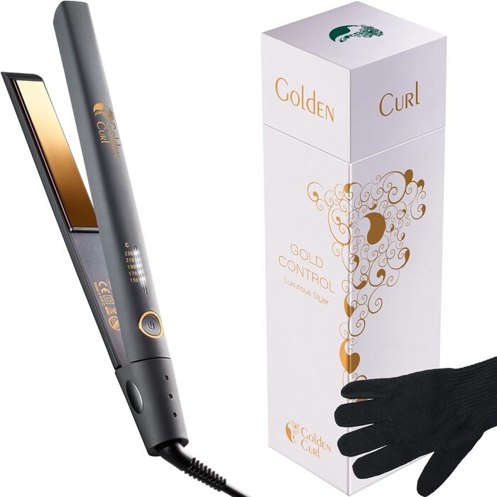 Випрямляч для волосся Curl & Recten Hair Straightener - 5 років безтурботного використання - Hair Styling Hair Straightener Випрямляч для волосся Плойка 2 в 1 для випрямлення та завивки (829 GCD) (Gold Control)