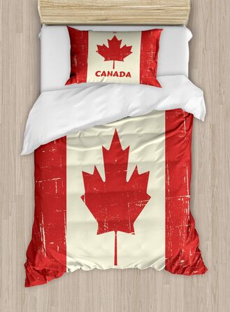 Набір підковдр для односпальних ліжок, концепція Happy Canada, захист від кліщів для алергіків, підходить з наволочкою, 130 x 200 см, слонова кістка