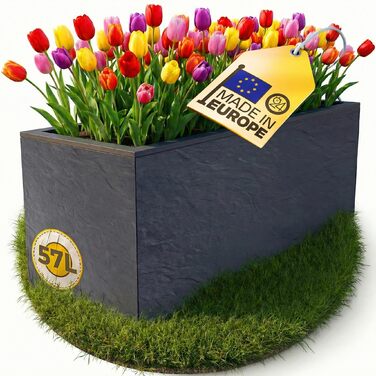 Плантатор Ondis24 Vulkan, 57л, прямокутний, з водосховищем, для балкона/тераси, антрацит