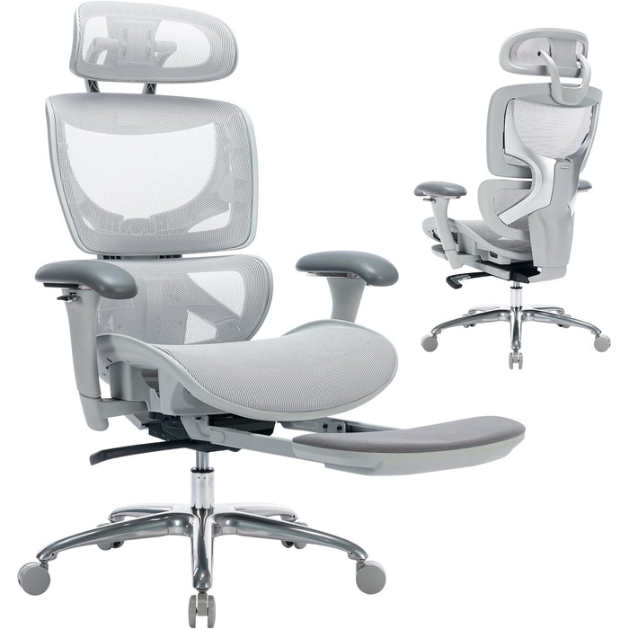 Офісний стілець Colamy з сітчастої тканини сірого кольору