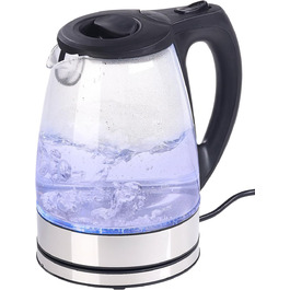 Чайник, що змінює колір Rosenstein & Shne скляний чайник із синім світлодіодним підсвічуванням, 2 200 Вт, 1,7 літра (чайник з підсвічуванням, підсвічування чайника, підсвічування краю скла)