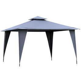 Намет для вечірок Outsunny Gazebo з подвійним навісом 3,45x3,45 м Металевий поліестер сірий, водонепроникний і стійкий до ультрафіолетового випромінювання для вечірок у саду