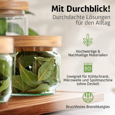 Набір скляних банок для зберігання з кришкою (300, 500, 700, 1000 мл) | Гірчиця, герметичні, захист від молі | 4 шт.