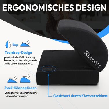 Підставка для ніг під стіл Dowinx, регульована по висоті, знімний чохол, зручна підставка для офісу, авто, дому (2 рівня, тверда, чорна)