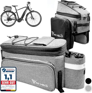 Кофр для багажника - Багажна сумка для велосипеда - Розширюється до 20 л - Водовідштовхувальний - 20 л чорний (Felix Grey)